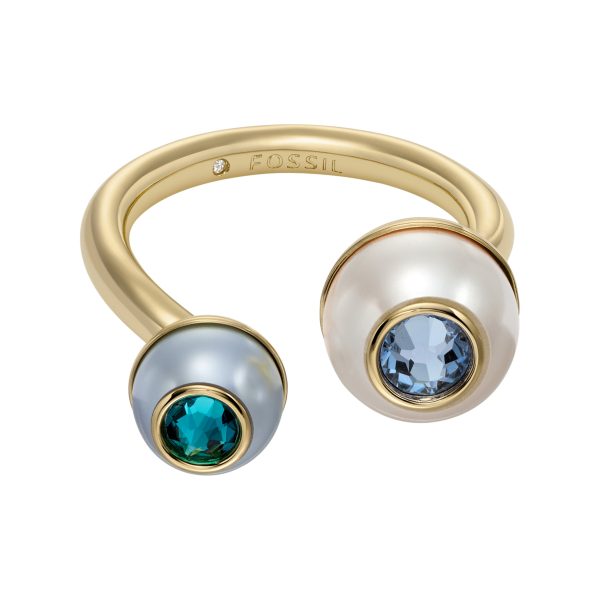 Fossil Bright Baubles Gold-Tone Brass Toi Et Moi Ring - Preorder
