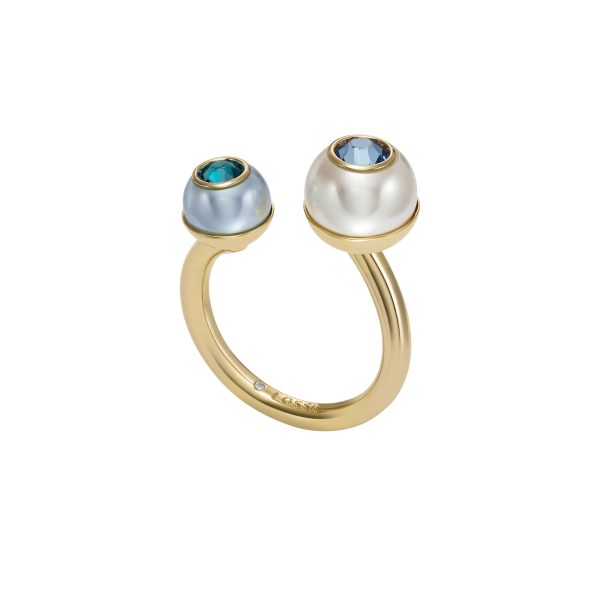 Fossil Bright Baubles Gold-Tone Brass Toi Et Moi Ring - Preorder