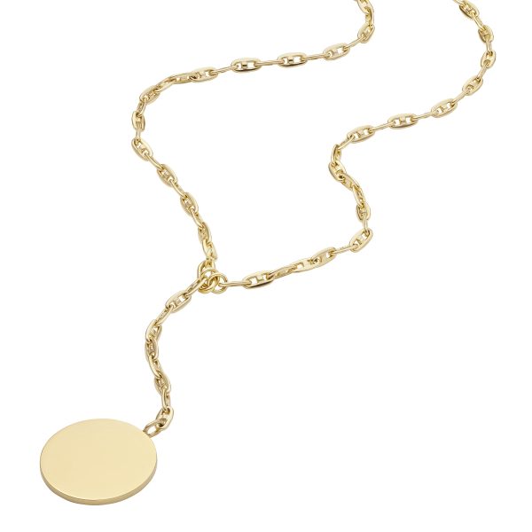 Fossil Heritage D-Link Gold-Tone Stainless Steel Y-Neck Necklace - Preorder