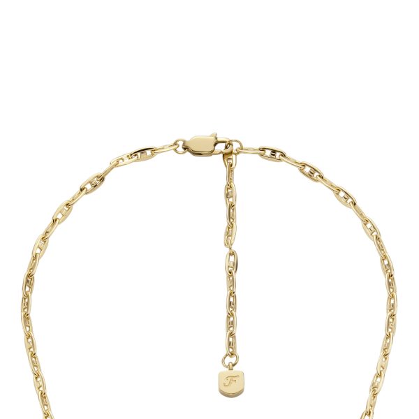 Fossil Heritage D-Link Gold-Tone Stainless Steel Y-Neck Necklace - Preorder