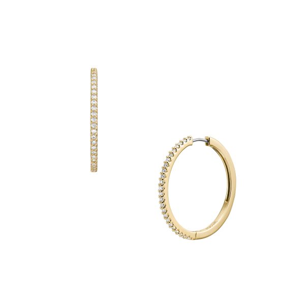 Fossil Ellis Pavé Glitz Gold-Tone Brass Hoop Earrings - Preorder