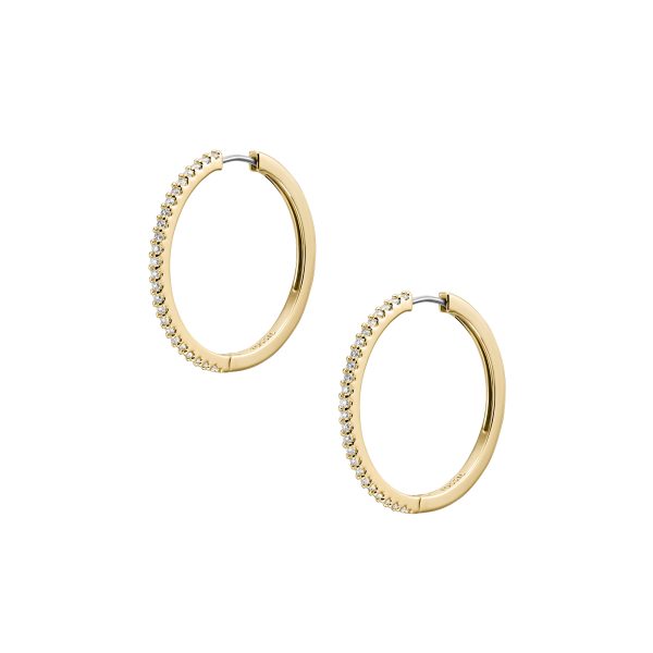 Fossil Ellis Pavé Glitz Gold-Tone Brass Hoop Earrings - Preorder