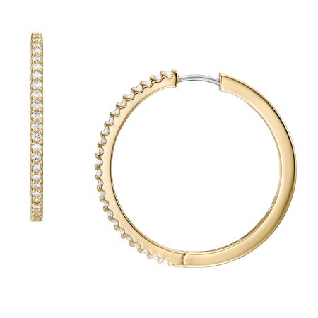 Fossil Ellis Pavé Glitz Gold-Tone Brass Hoop Earrings - Preorder