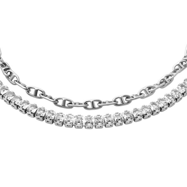 Fossil Heritage D-Link Glitz Silver-Tone Brass Chain Tennis Bracelet - Preorder