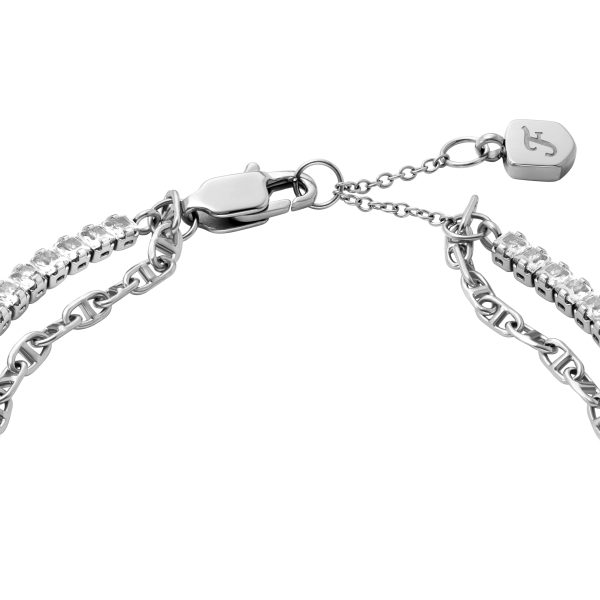 Fossil Heritage D-Link Glitz Silver-Tone Brass Chain Tennis Bracelet - Preorder