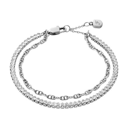 Fossil Heritage D-Link Glitz Silver-Tone Brass Chain Tennis Bracelet - Preorder