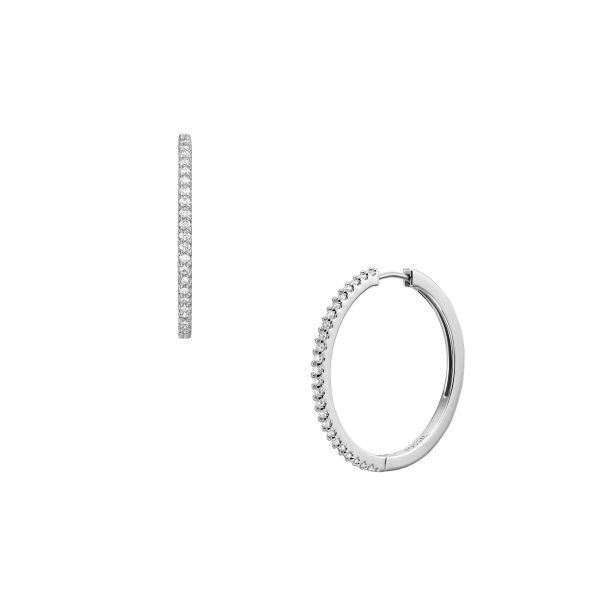 Fossil Ellis Pavé Glitz Silver-Tone Brass Hoop Earrings - Preorder
