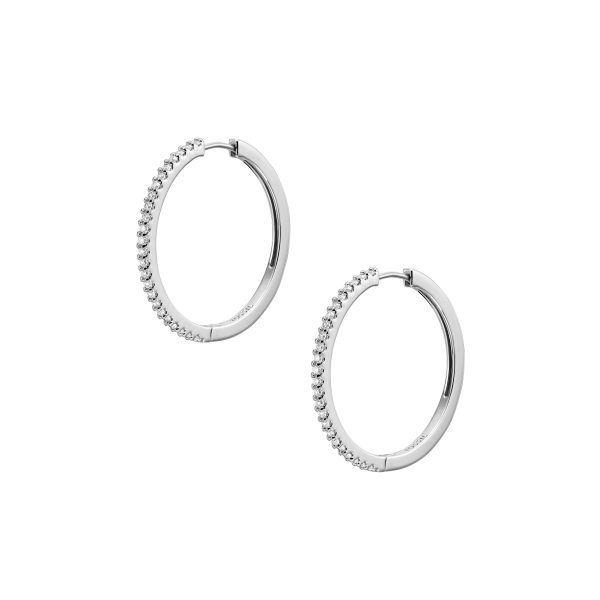 Fossil Ellis Pavé Glitz Silver-Tone Brass Hoop Earrings - Preorder