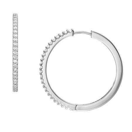 Fossil Ellis Pavé Glitz Silver-Tone Brass Hoop Earrings - Preorder