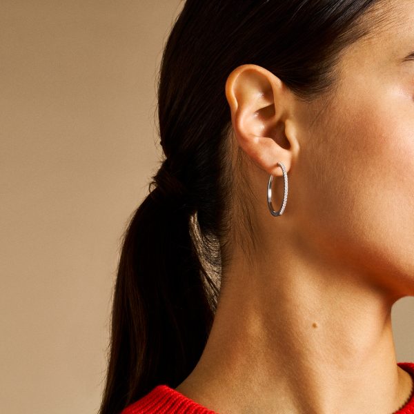 Fossil Ellis Pavé Glitz Silver-Tone Brass Hoop Earrings - Preorder