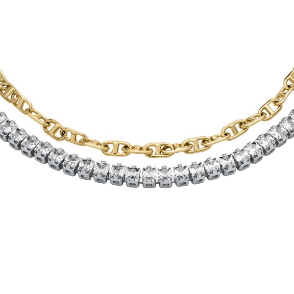 Fossil Heritage D-Link Glitz Two-Tone Stainless Steel Tennis Bracelet - Preorder