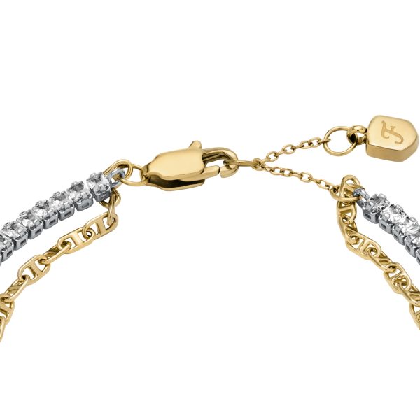 Fossil Heritage D-Link Glitz Two-Tone Stainless Steel Tennis Bracelet - Preorder