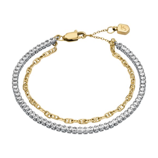 Fossil Heritage D-Link Glitz Two-Tone Stainless Steel Tennis Bracelet - Preorder