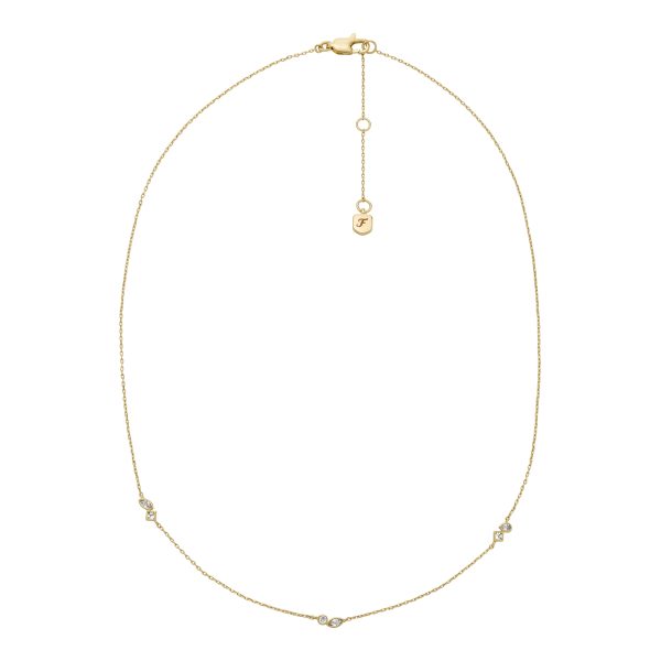 Fossil Ellis Toi Et Moi Gold-Tone Brass Station Necklace - Preorder