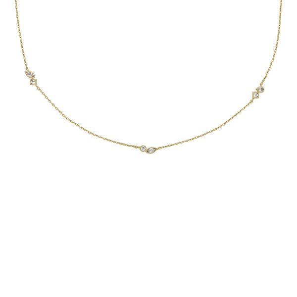 Fossil Ellis Toi Et Moi Gold-Tone Brass Station Necklace - Preorder