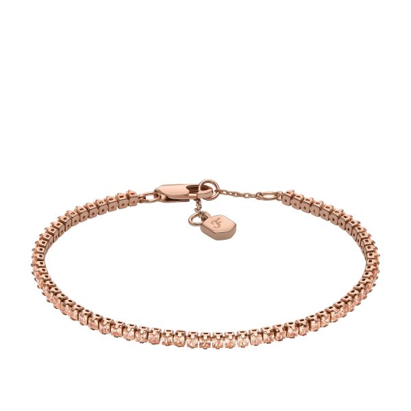 Fossil Ellis Pav&eacute; Glitz Rose Gold-Tone Brass Tennis Chain Bracelet - Preorder