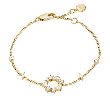 Fossil Ellis Mixed Shapes Gold-Tone Brass Station Bracelet - Preorder