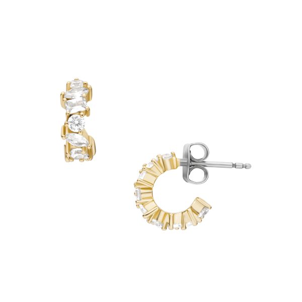 Fossil Ellis Mixed Shapes Gold-Tone Brass Hoop Earrings - Preorder