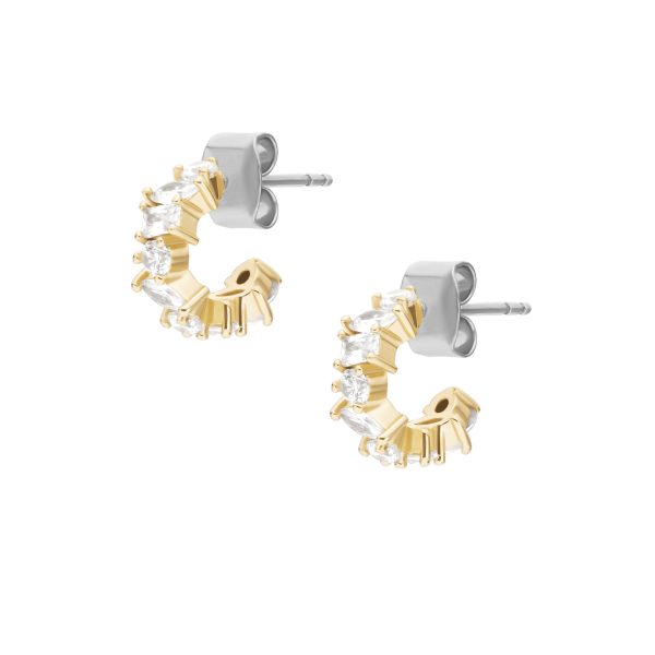 Fossil Ellis Mixed Shapes Gold-Tone Brass Hoop Earrings - Preorder