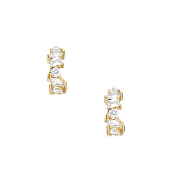 Fossil Ellis Mixed Shapes Gold-Tone Brass Hoop Earrings - Preorder