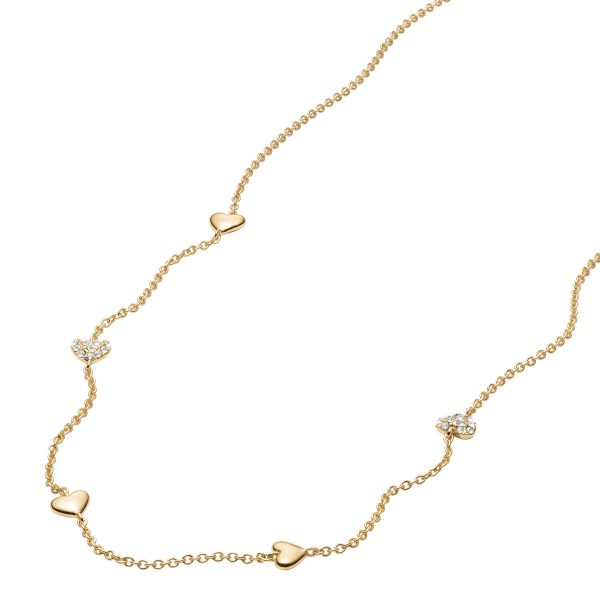 Fossil Sutton Heartbeat Gold-Tone Brass Station Necklace - Preorder