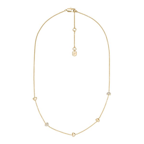 Fossil Sutton Heartbeat Gold-Tone Brass Station Necklace - Preorder