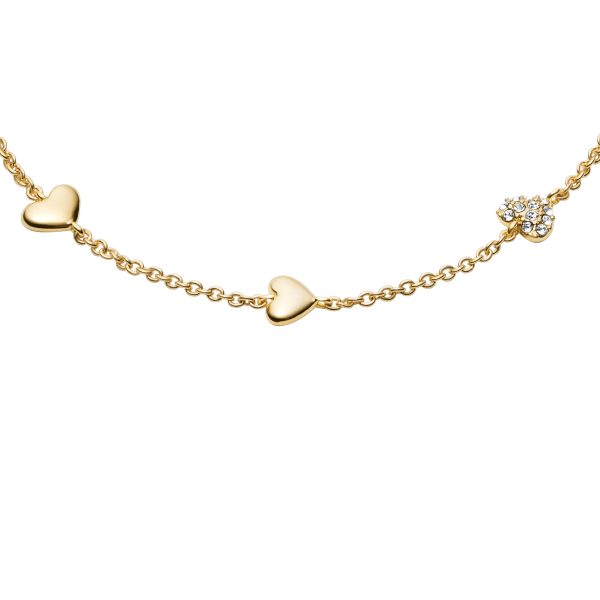 Fossil Sutton Heartbeat Gold-Tone Brass Station Bracelet - Preorder