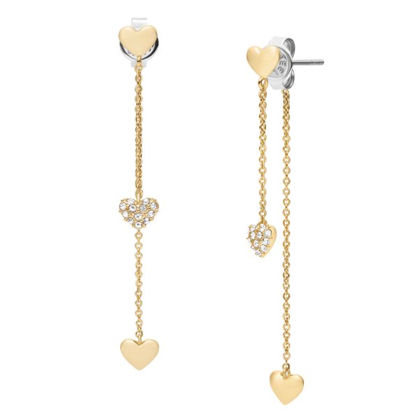 Fossil Sutton Heartbeat Gold-Tone Brass Front to Back Earrings - Preorder