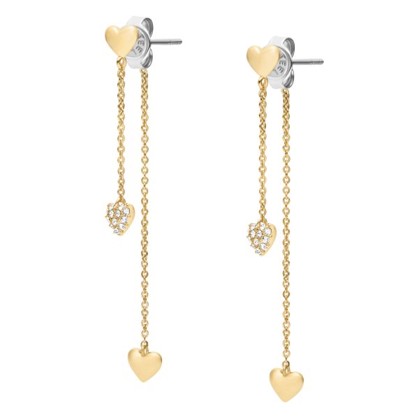 Fossil Sutton Heartbeat Gold-Tone Brass Front to Back Earrings - Preorder