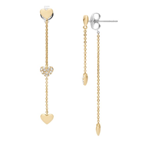 Fossil Sutton Heartbeat Gold-Tone Brass Front to Back Earrings - Preorder