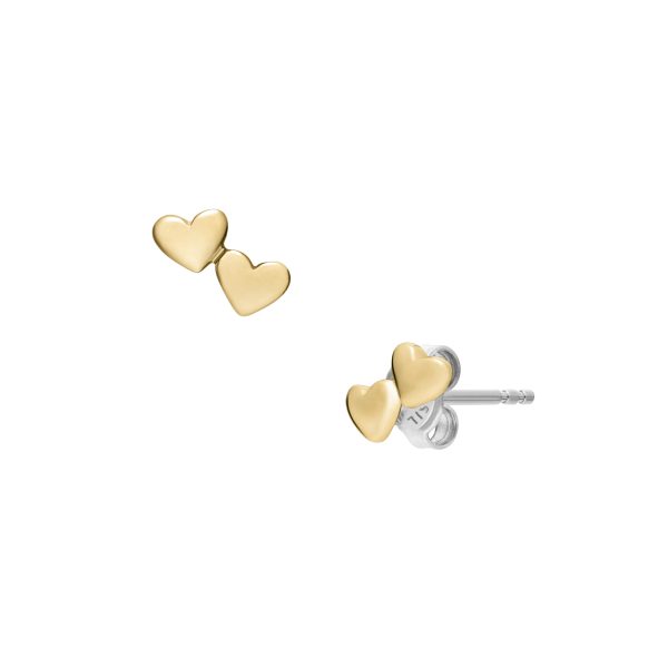 Fossil Sutton Heartbeat Gold-Tone Brass Stud Earrings - Preorder