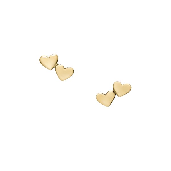 Fossil Sutton Heartbeat Gold-Tone Brass Stud Earrings - Preorder