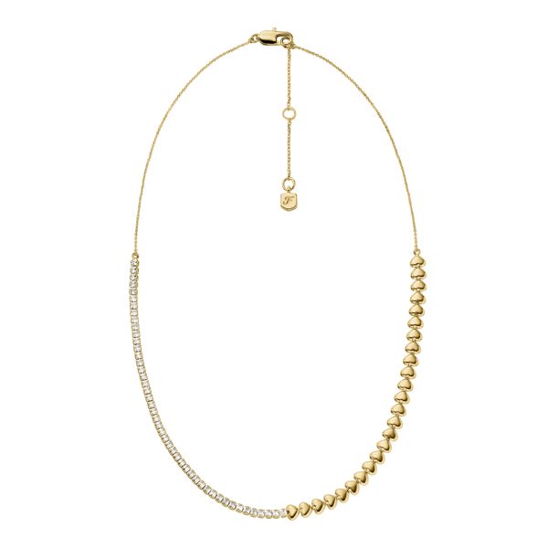 Fossil Sutton Love-All Gold-Tone Brass Heart Link Tennis Necklace - Preorder