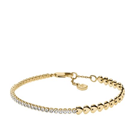 Fossil Sutton Love-All Gold-Tone Brass Heart Link Tennis Bracelet - Preorder