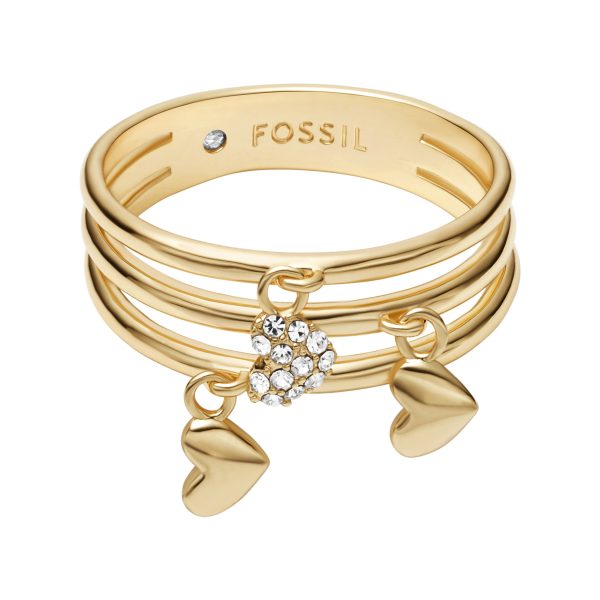 Fossil Sutton Heartbeat Gold-Tone Brass Prestack Ring - Preorder