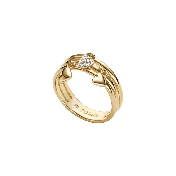 Fossil Sutton Heartbeat Gold-Tone Brass Prestack Ring - Preorder