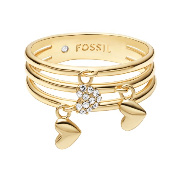 Fossil Sutton Heartbeat Gold-Tone Brass Prestack Ring - Preorder