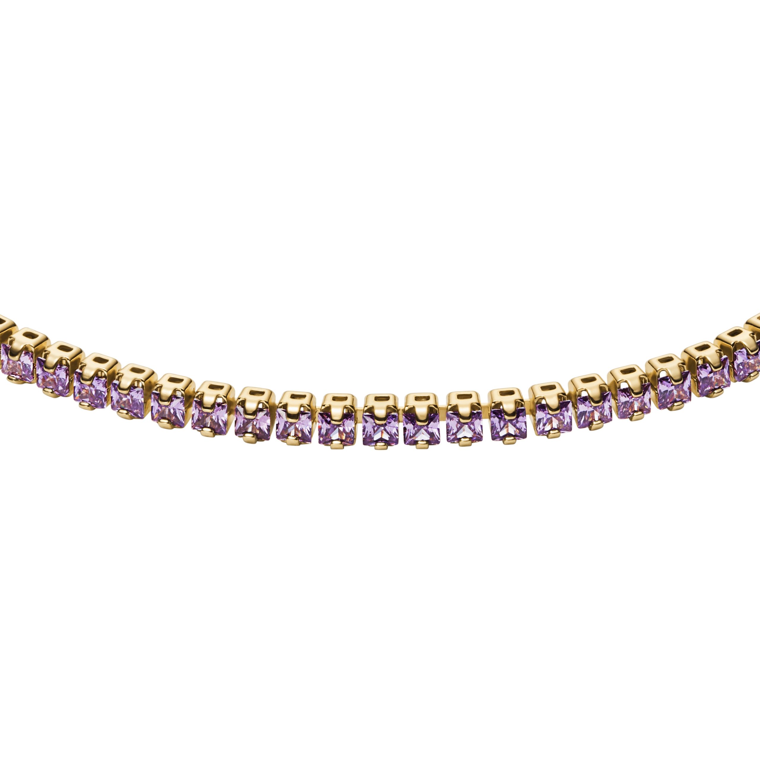 Fossil Ellis Pavé Glitz Amethyst Color Gold-Tone Brass Tennis Chain Bracelet - Preorder - Image 6
