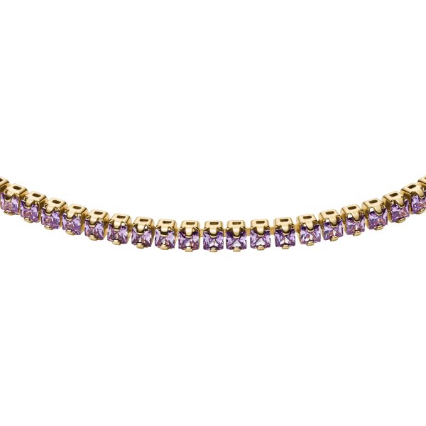 Fossil Ellis Pavé Glitz Amethyst Color Gold-Tone Brass Tennis Chain Bracelet - Preorder