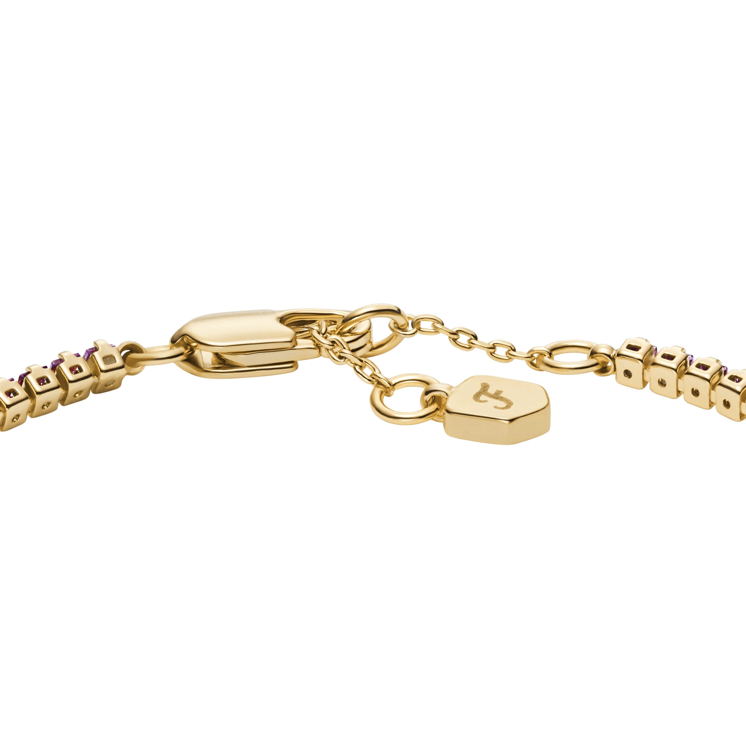 Fossil Ellis Pavé Glitz Amethyst Color Gold-Tone Brass Tennis Chain Bracelet - Preorder - Image 7