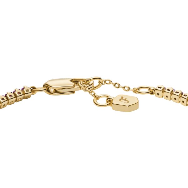 Fossil Ellis Pavé Glitz Amethyst Color Gold-Tone Brass Tennis Chain Bracelet - Preorder