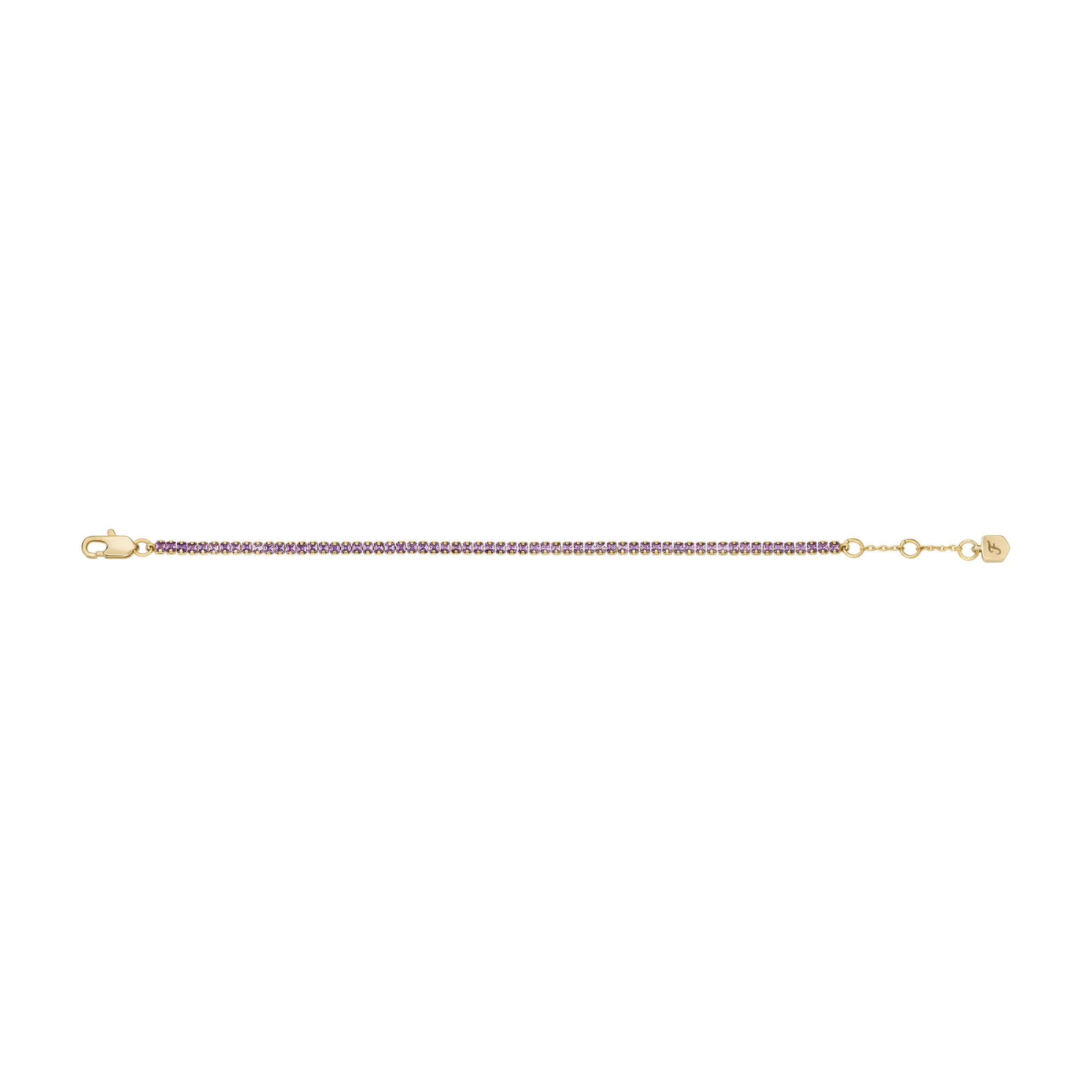 Fossil Ellis Pavé Glitz Amethyst Color Gold-Tone Brass Tennis Chain Bracelet - Preorder - Image 8