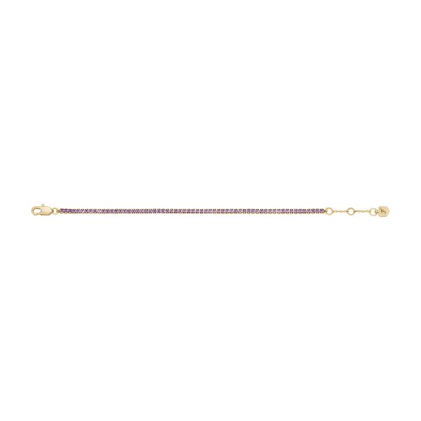 Fossil Ellis Pavé Glitz Amethyst Color Gold-Tone Brass Tennis Chain Bracelet - Preorder