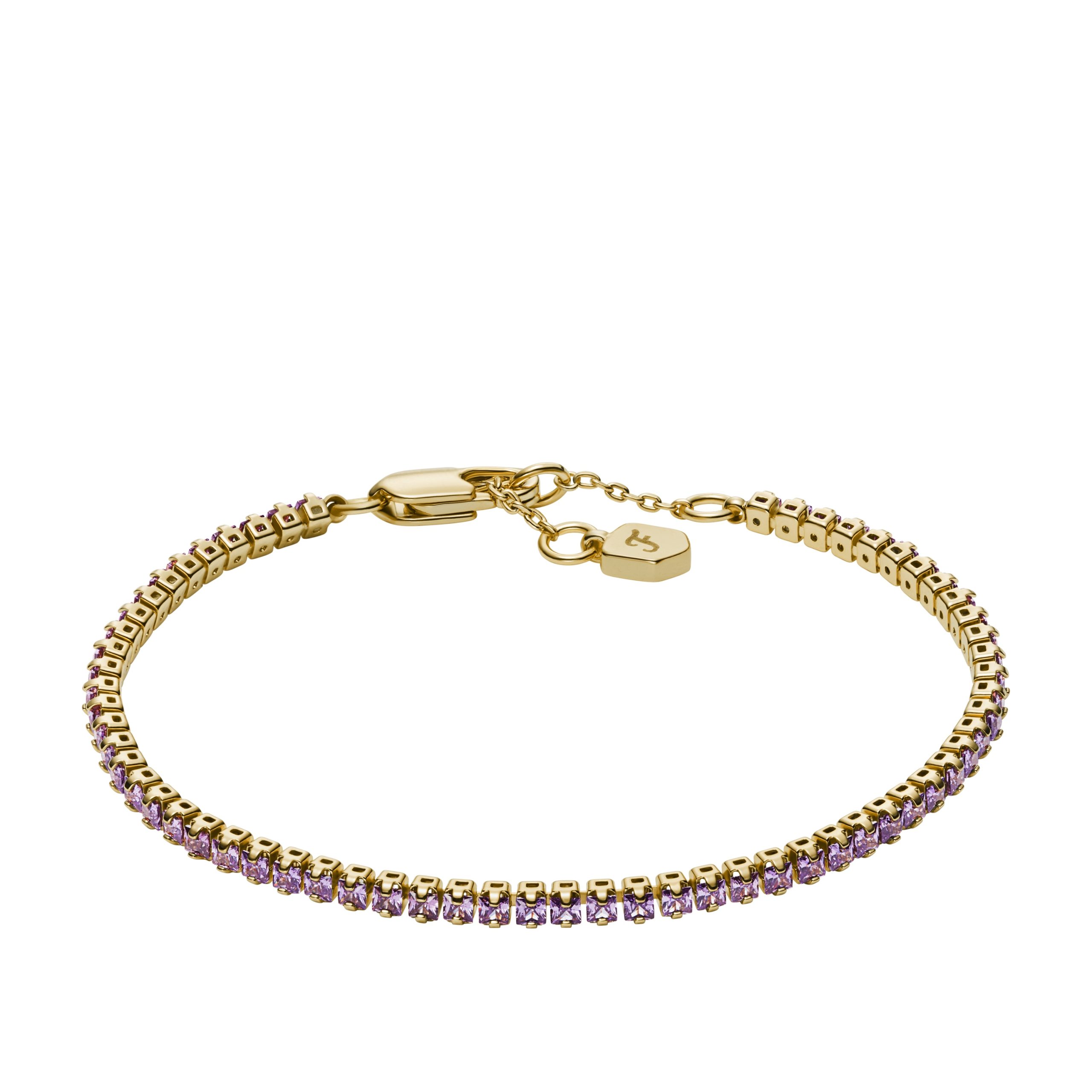 Fossil Ellis Pavé Glitz Amethyst Color Gold-Tone Brass Tennis Chain Bracelet - Preorder - Image 5