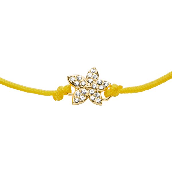 Fossil Sutton Mini Moments Yellow Gold-Tone Brass Pavé Flower Bracelet - Preorder