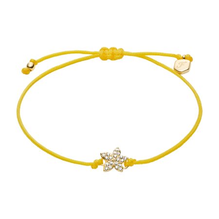 Fossil Sutton Mini Moments Yellow Gold-Tone Brass Pavé Flower Bracelet - Preorder