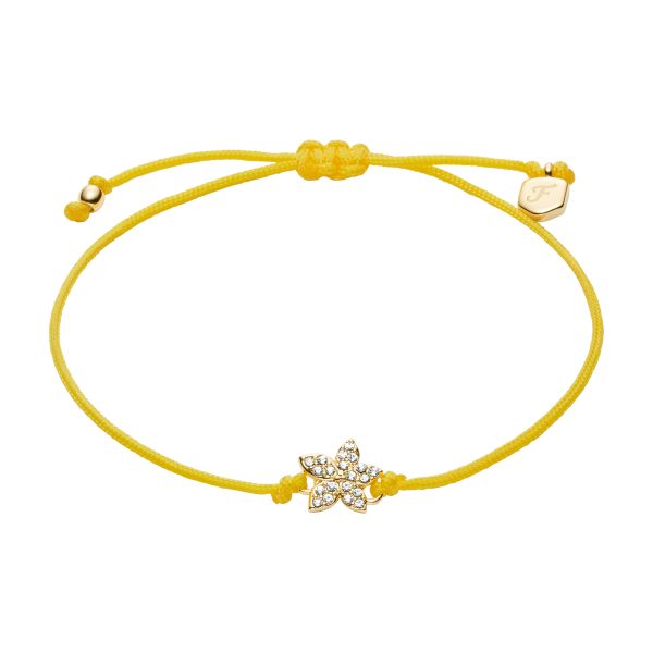 Fossil Sutton Mini Moments Yellow Gold-Tone Brass Pavé Flower Bracelet - Preorder