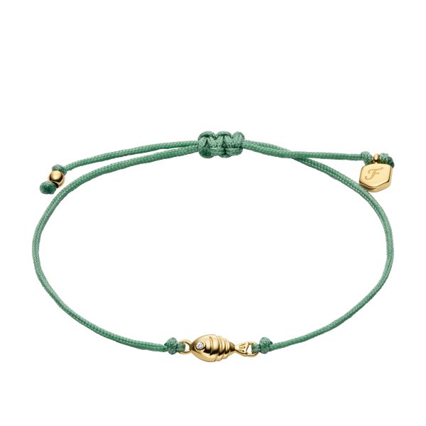 Fossil Sutton Mini Moments Seafoam Green Gold-Tone Brass Fish Bracelet - Preorder