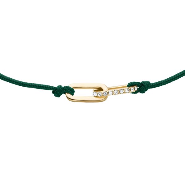 Fossil Sutton Mini Moments Green Gold-Tone Brass Pavé Link Bracelet - Preorder