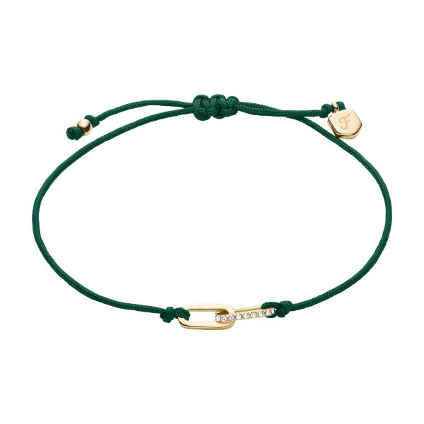 Fossil Sutton Mini Moments Green Gold-Tone Brass Pavé Link Bracelet - Preorder